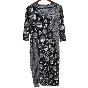 Shana Sz L Wearable Art to Wear Black White Dress Artsy Abstract Unique
